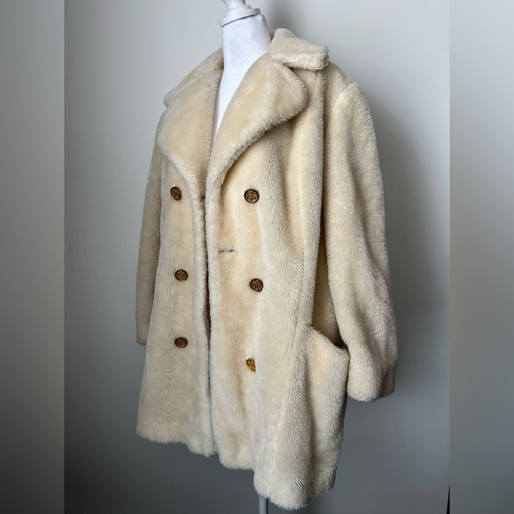 Vintage Vegan Faux Fur Midi Coat Women’s Size Medium - Picture 3 of 9